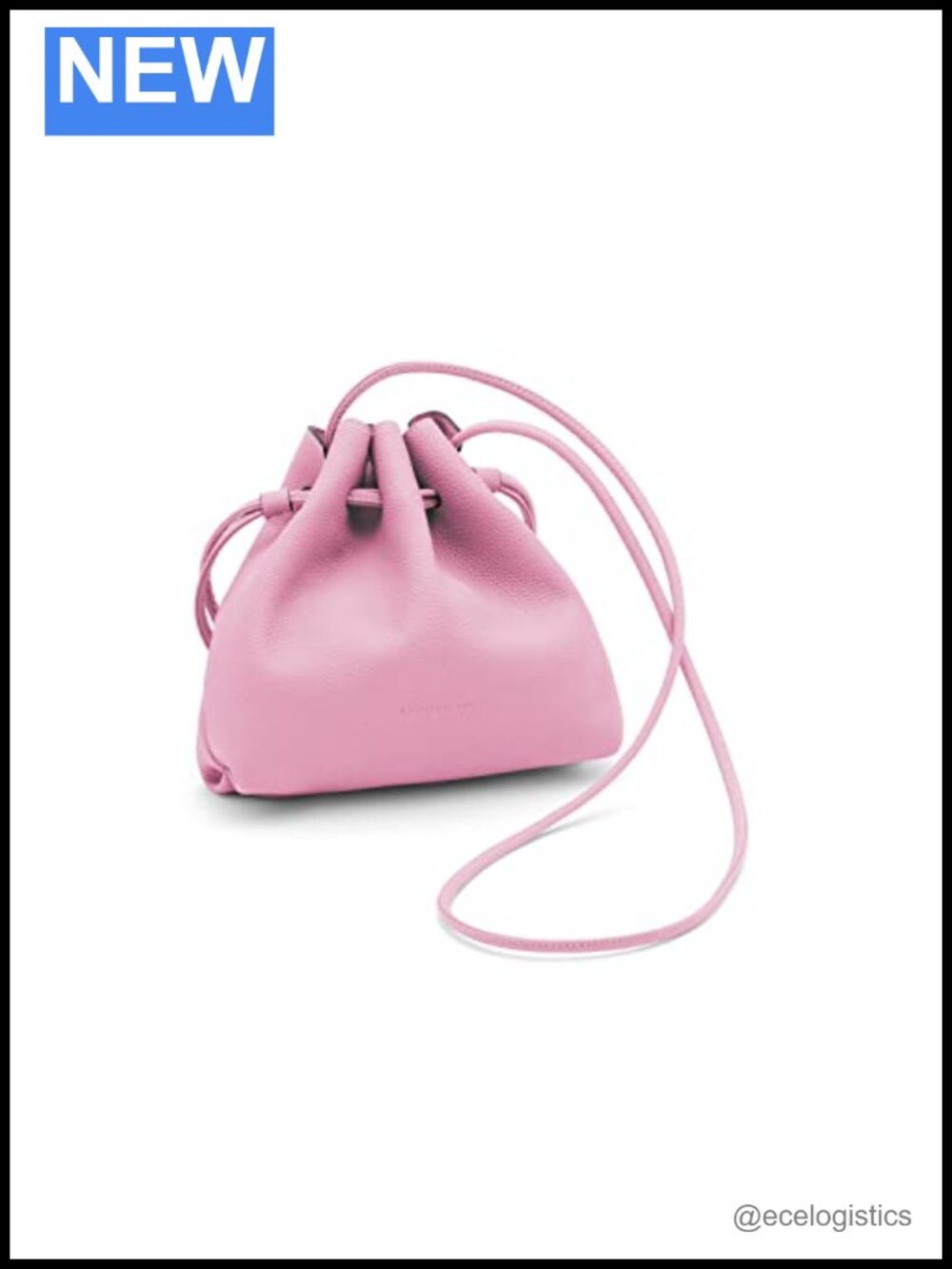 Shrunken Calf Leather Shoulder Bag Drawstring Pouch Women's Designer Handbag